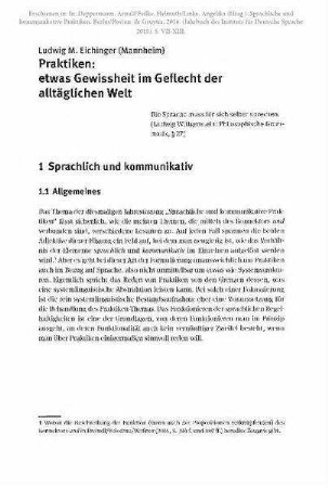 Praktiken: etwas Gewissheit im Geflecht der alltäglichen Welt