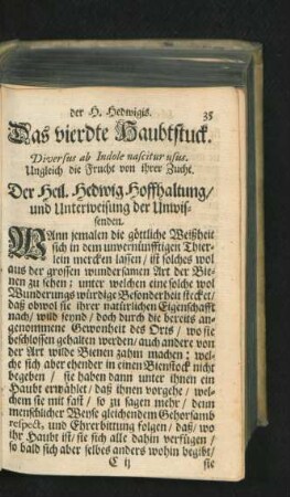 Das vierdte Haubtstück. Der H. Hedwig Hoffhaltung/ und Unterweisung der Unwissenden.