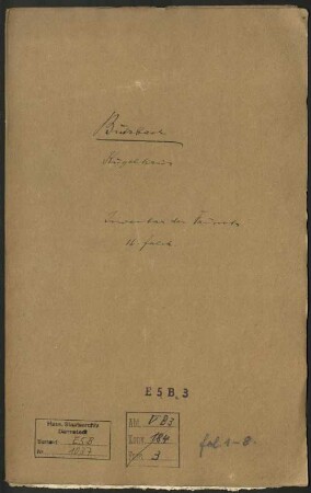 Inventarium des zum Kugelhaus in Butzbach gehörigen Hausrats