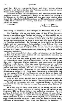 438-440, Erwiderung auf vorstehende Bemerkungen des Professors van Hamel