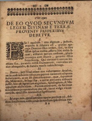 Disp. circ. de eo, quod secundum legem divinam e terrae proventu pauperibus debetur