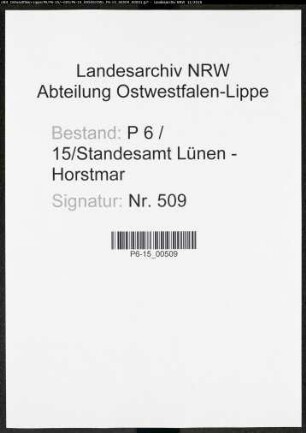 Sterberegister Standesamt Lünen-Horstmar