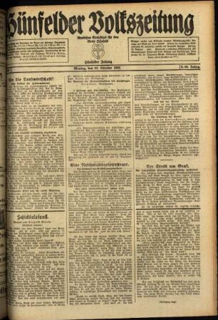 Ausgabe vom Montag, den 18. Oktober 1920.