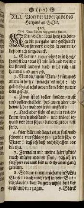 XLI. Von der Ubergabe des Hertzens an Gott. - XLV. Vom Lobe Gottes.