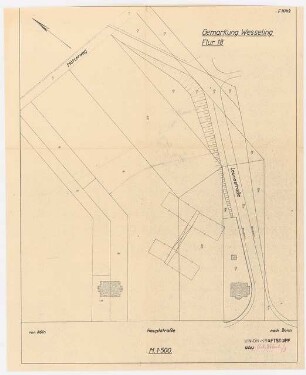 Gartenanlage Arbeiterwohnheim, Union Rheinische Braunkohlen Kraftstoff AG, Wesseling: Lageplan, Gemarkung Wesseling 1:500