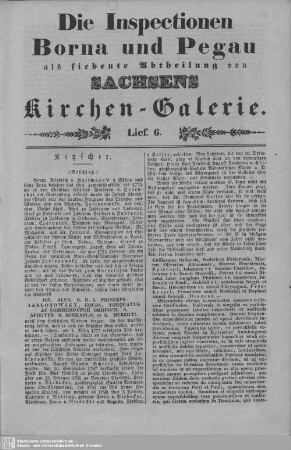Kitzscher (Beschluß), Dittmannsdorf, Syra, Kreudnitz, Prießnitz : 6. Lieferung