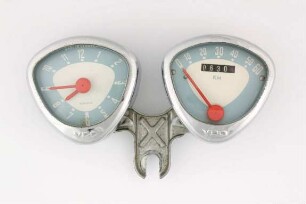 Uhr und Tachometer für Fahrrad, VDO-Kienzle, Villingen, um 1965