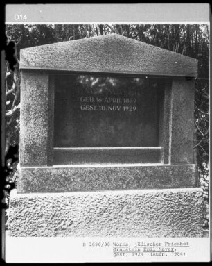 Grabstein von Emil Mayer (gestorben 1929.11.10)