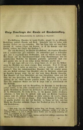 Einige Bemerkungen über Sprache und Sprachentwicklung