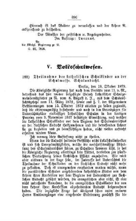 Theilnahme der katholischen Schulkinder an der Schulmesse. Schulandacht : [V. Volksschulwesen]