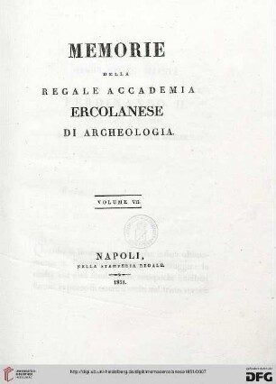 7: Memorie della Regale Accademia Ercolanese di Archeologia