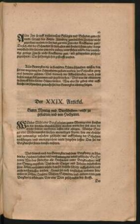 Der XXIX. Artickel.
