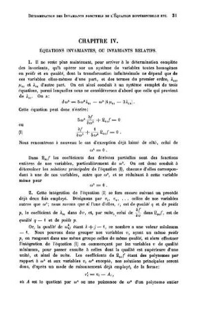Chapitre IV. Équations invariantes, ou invariants relatifs.