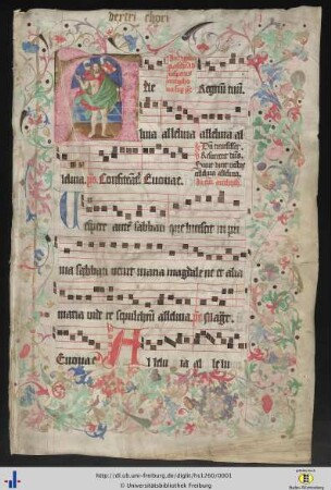 [1rv] Beginn des Proprium de tempore (Sommerteil) "In vigilia pasche" bis Responsorium Angelus domini.
