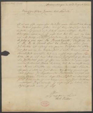 Brief an B. Schott's Söhne : 25.08.1829