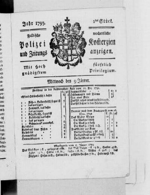 2tes Stück., Ausgabe vom 9. Januar 1793