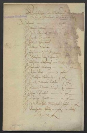 Verzeichnis der Stallungen zu Aschaffenburg im November 1593