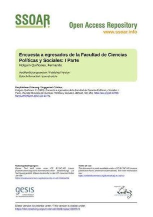 Encuesta a egresados de la Facultad de Ciencias Políticas y Sociales: I Parte