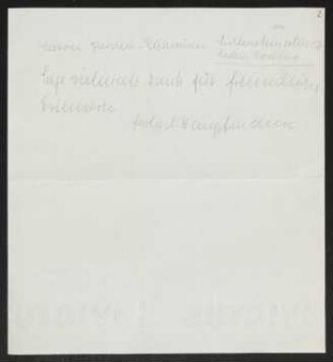 Brief von Gerhart Hauptmann an Alexander von Gleichen-Rußwurm