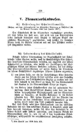 Ueberwachung des Schulbesuchs : [V. Elementarschulwesen]