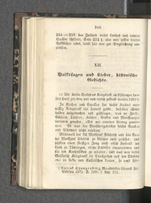 XII. Volkssagen und Lieder, historische Gedichte.