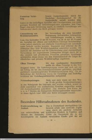 Besondere Hilfsmaßnahmen des Auslandes