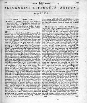 Jordan, S.: Versuche über allgemeines Staatsrecht. In systematischer Ordnung und mit Bezugnahme auf Politik. Marburg: Garthe 1828