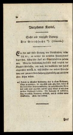 Vierzehntes Kapitel. Sechs und vierzigste Gattung. Die Bleichsucht. (Chlorosis.)