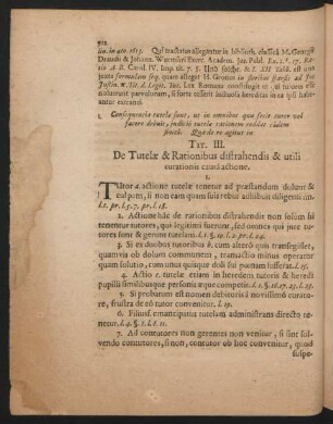 Tit. III. De Tutelae & Rationibus distrahendis & utili curationis causâ actione.