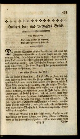 Hundert drey und vierzigstes Stück