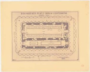 Boxhagener Platz, Berlin-Friedrichshain: Platzanlage im Grundriss 1:250, Maßstabsleiste
