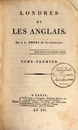 Londres et les Anglais, 1