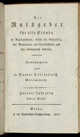 Zweyter Jahrgang, Achtes Stück.