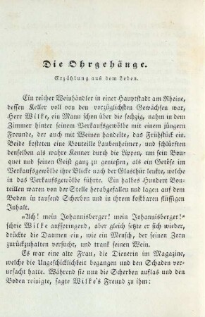 Die Ohrgehänge. Erzählung aus dem Leben