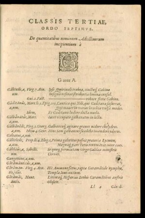 Classis Tertiae, Ordo Septimus ... G
