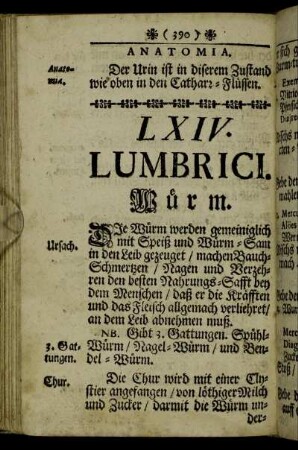 LXIV. Lumbrici. Würm. - LXV. Paralysis. Lähme. - LXVI. Scorbutus. Scharbock.