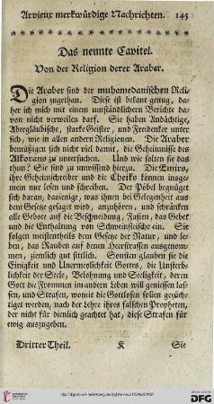 Das neunte Capitel. Von der Religion derer Araber