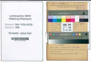 Entnazifizierung Julius Karl Schaefer , geb. 16.04.1899 (Hauer)
