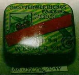 Automaten-Blechdose "OBSTVERWERTUNGS-FABRIK 'WERDER' G.M.B.H. WERDER A/H."