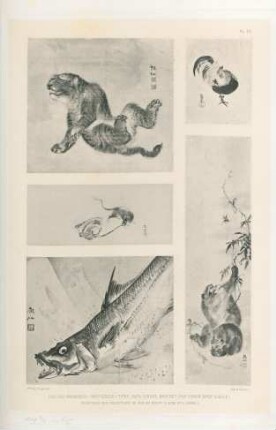 Coq, par Naonobou (XVIIe siècle), Tigre, rats, singes, brochet, Par Sosen (XVIIIe sciècle) ...