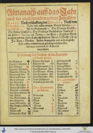Almanach 1626.