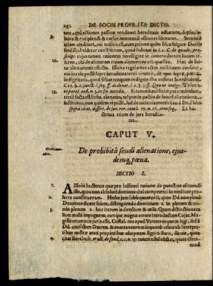 Caput V. De prohibita feudi alienatione, ejusdemq[ue] poena.
