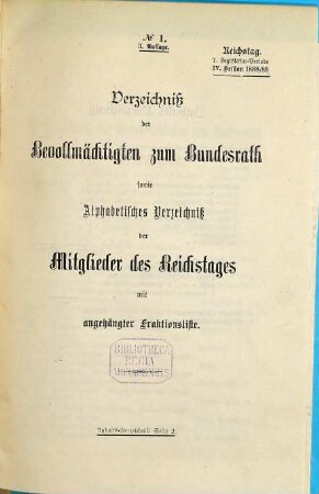 Verhandlungen des Reichstages. Stenographische Berichte. 108. 1888/89