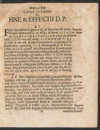 Caput Ultimum De Fine & Effectu D. P.