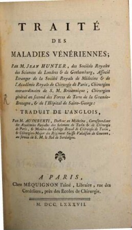 Traité des maladies vénériennes ...