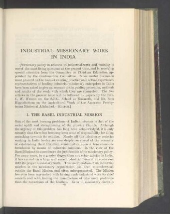 Industrial missionary work in India