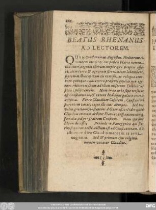 Beatus Rhenanus Ad Lectorem.