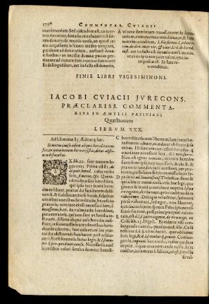 Iacobi Cuiacii ... Commentarius In Aemylii Papiniani Quaestionum Librum XXX.