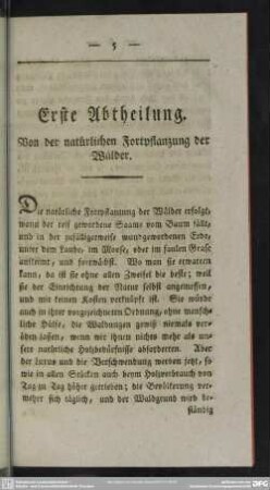 Erste Abtheilung. Von der natürlichen Fortpflanzung der Wälder