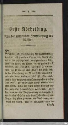 Erste Abtheilung. Von der natürlichen Fortpflanzung der Wälder